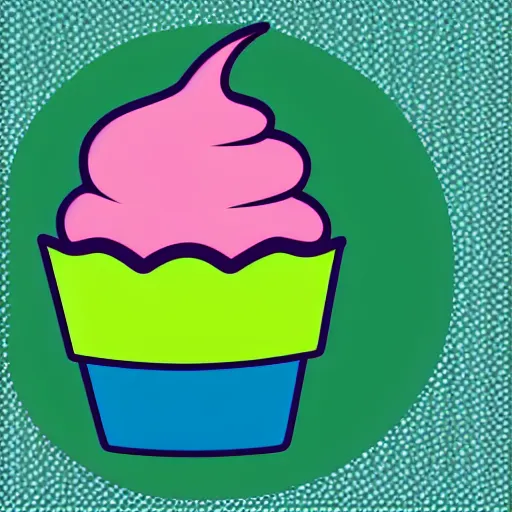 Prompt: colourful cupcake, vector style, realistically shaded