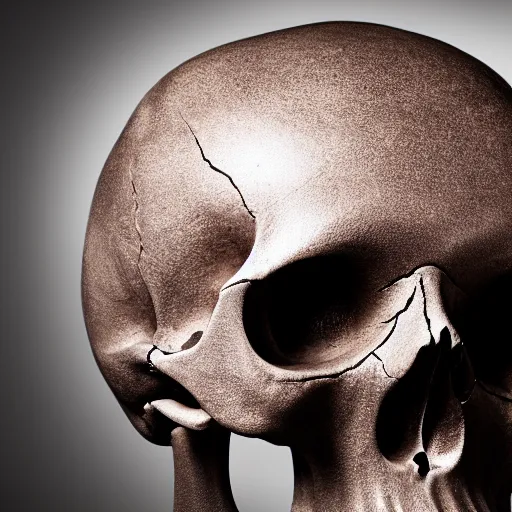 Image similar to A photo of a skull of an Alien, strange object, Alien skull, alien, professional photograph, studio lighting, highly detailed