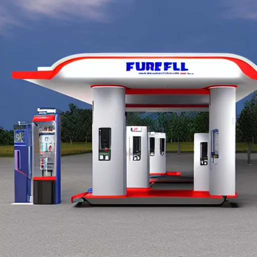 Image similar to mobile fuel station, futuristic art