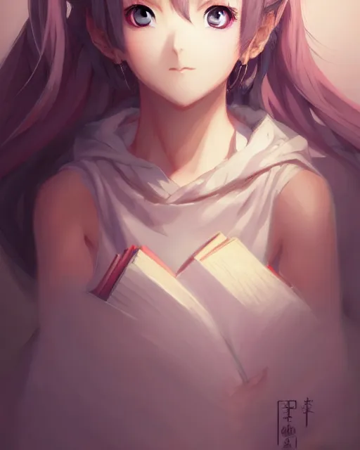 Image similar to character concept art of an anime goddess of books | | cute - fine - face, pretty face, realistic shaded perfect face, fine details by stanley artgerm lau, wlop, rossdraws, james jean, andrei riabovitchev, marc simonetti, and sakimichan, tranding on artstation