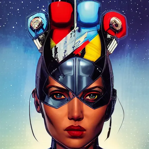 Image similar to portrait of a female android, by MARVEL comics and Sandra Chevrier, 8k