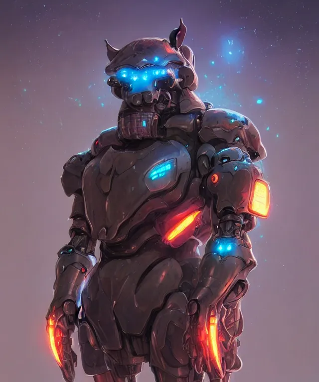 Image similar to an anthropomorphic rhinoceros portrait wearing a sci fi armor, surrealism , scifi, intricate mecha armor, elegant, highly detailed cybernetic body armor, neon glowing eyes, digital painting, artstation, concept art, smooth, sharp focus, illustration, art by Artgerm and moebius and Peter Mohrbacher,