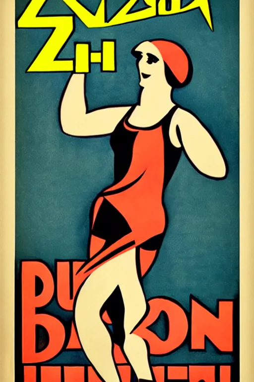 Prompt: 1920s zumba fitness art poster