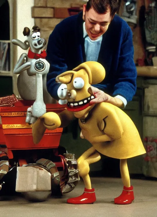 Image similar to Wallace discovers that Gromit is made of cheese