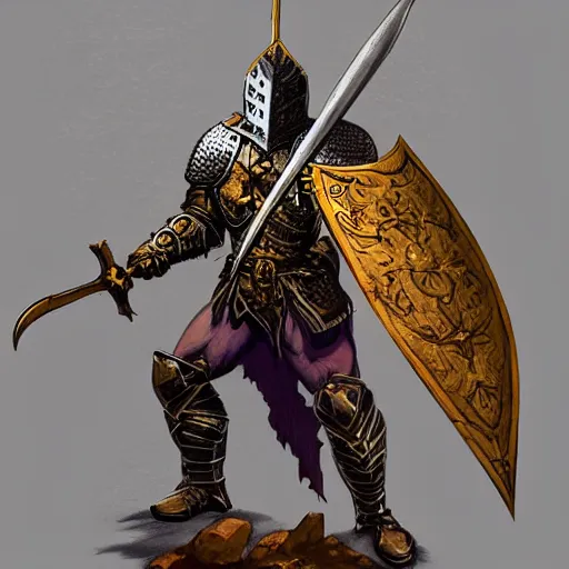 Prompt: knight character portrait by frank frazetta - wearing ornate armor, holding a spear, striking a pose, fantasy, dungeons & dragons, sharp focus, striking, artstation contest winner, detailed