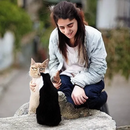 Prompt: “ a turkish girl with her cat ”