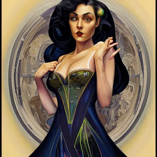 Image similar to an art nouveau, ( streamline moderne ), multi - racial portrait in the style of anna dittmann and donato giancola and chanthara. very large, clear, expressive, and intelligent eyes. centered, ultrasharp focus, dramatic lighting, photorealistic digital matte painting, intricate symmetrical ultra detailed background.