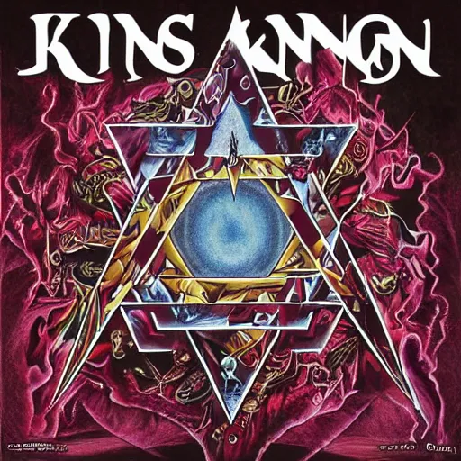 Prompt: kings diamond album cover tribute to king crimson