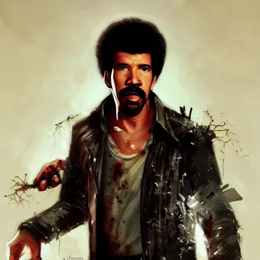 Image similar to eighties lionel richie as a zombie, 7 days to die zombie, fine art, award winning, intricate, elegant, sharp focus, cinematic lighting, highly detailed, digital painting, 8 k concept art, art by guweiz and z. w. gu, masterpiece, trending on artstation, 8 k