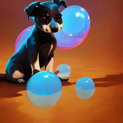 Image similar to puppy with bubbles, behance hd by jesper ejsing, by rhads, makoto shinkai and lois van baarle, ilya kuvshinov, rossdraws global illumination