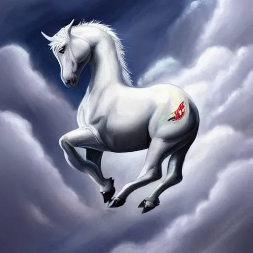 Prompt: “a beautiful painting of cm punk riding a white Pegasus through the clouds, trending on artstation, fantasy art, pastel colours”