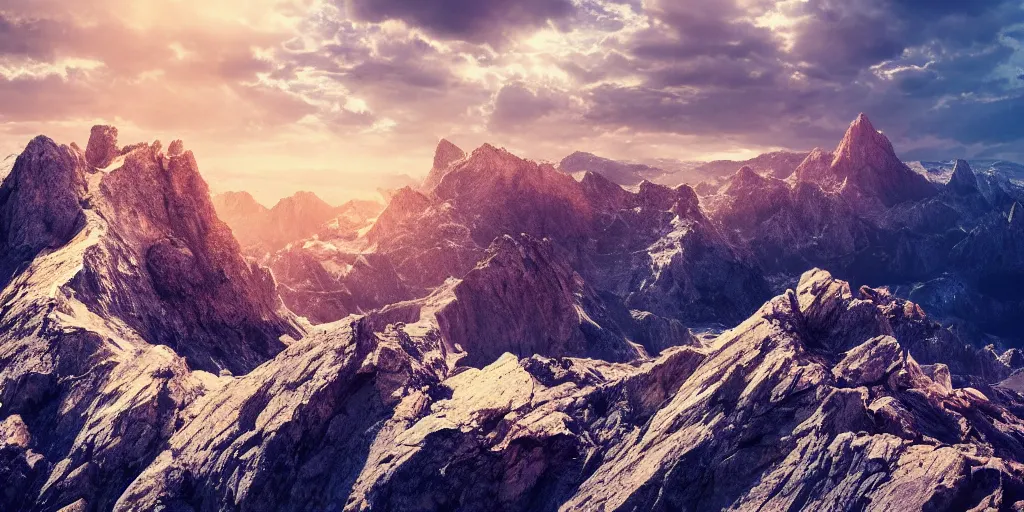 Image similar to the top of a mountain, epic composition, epic lighting, detailed and intricate image, cinematic, 4K