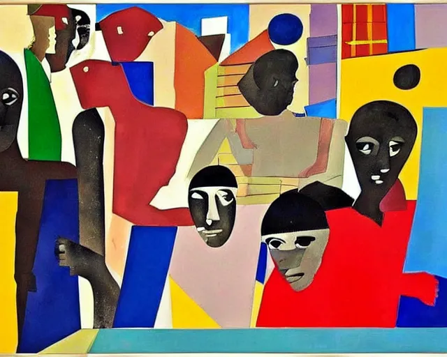 Prompt: a painting by Romare Bearden