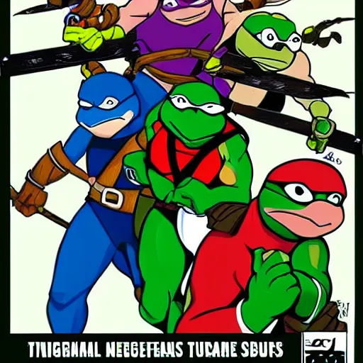 Prompt: teenage mutant ninja pigeons Saturday morning cartoon (2003)