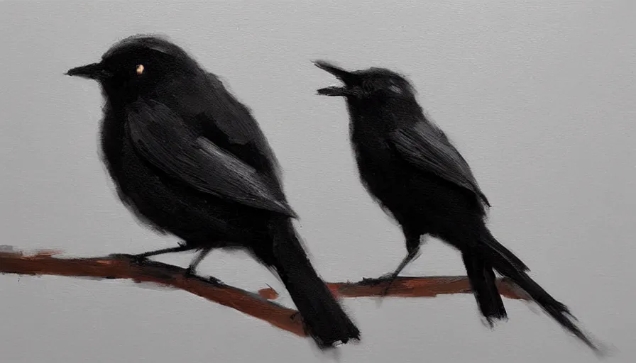 Image similar to little black bird, creativity, oil painting by jama jurabaev, extremely detailed, brush hard, artstation, for aaa game, high quality, brush stroke