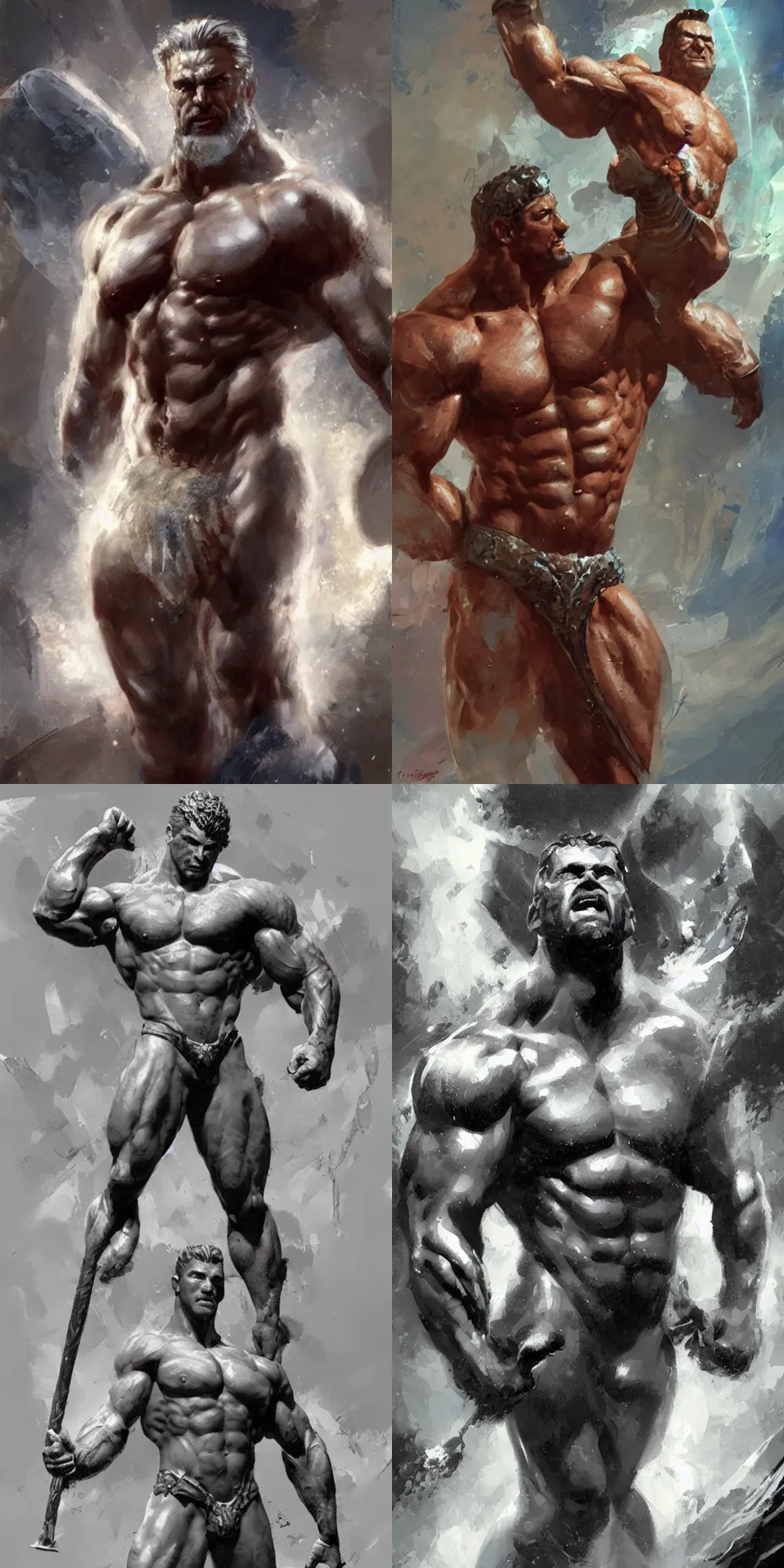 Prompt: muscular zeus by craig mullins