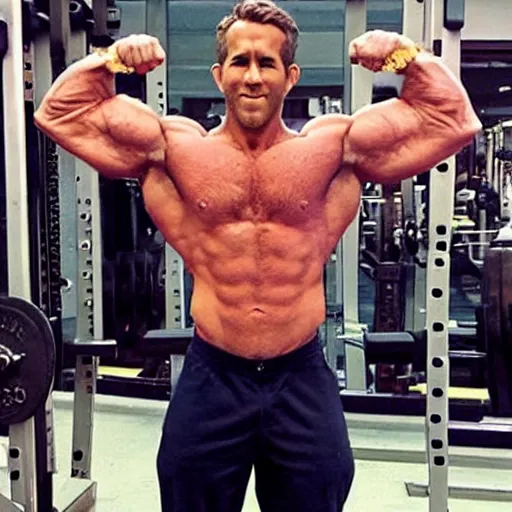 Image similar to Ryan Reynolds as a bodybuilder, hd