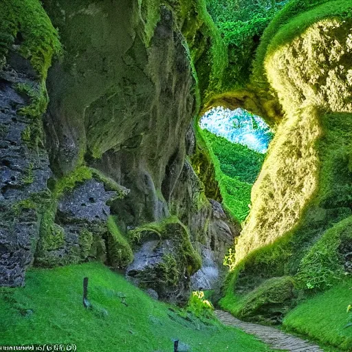 Image similar to under the sun and over the moon is the fairy glen where lived a pretty fairy, named wren