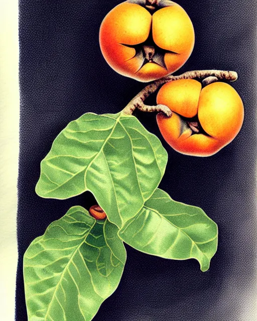 Image similar to persimmon illustration detailed, by alba ballesta gonzalez