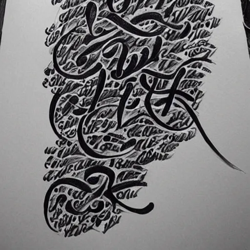 Prompt: “ calligraphy, brush on paper, intricate, detailed, realistic ”