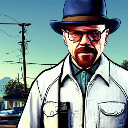 Prompt: heisenberg as gta v character