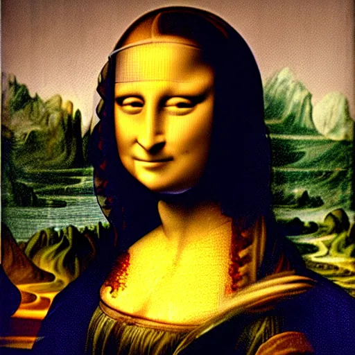 Image similar to mona lisa painting herself