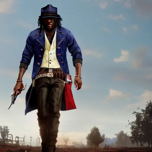 Image similar to Rapper Chief Keef In red dead redemption 2 digital art 4K quality super realistic