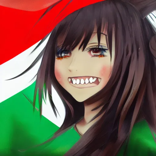 anime girl with dark hair, mexican flag, mexico | Stable Diffusion