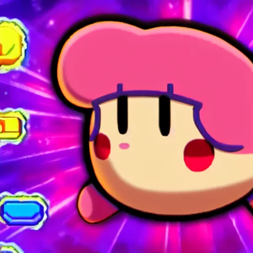 Image similar to kirby consuming himself, kirby's dreamland gameplay