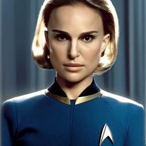 Image similar to Natalie Portman in Star Trek, (EOS 5DS R, ISO100, f/8, 1/125, 84mm, crisp face, facial features)