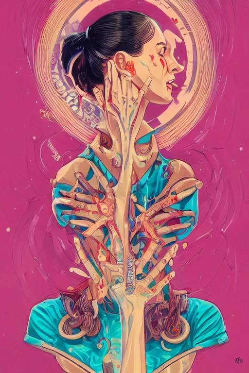 Prompt: a human smiling cute, Tristan Eaton, victo ngai, artgerm, RHADS, ross draws