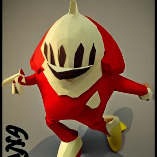 Prompt: a paper model of eggman, paper modeling art.