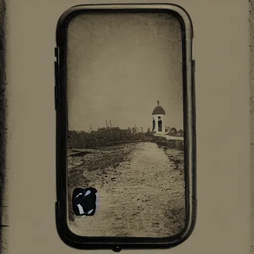 Image similar to an early 1900s photo of an iphone