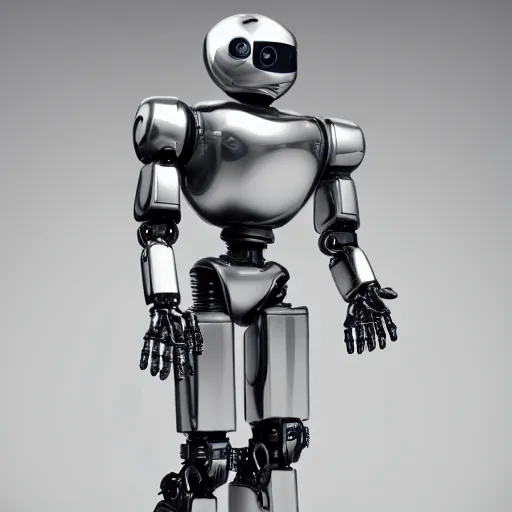 Image similar to full body shot of a chrome robot with a humanoid face, insanely detailed intricate octane render, 8 k artistic photography, photorealistic