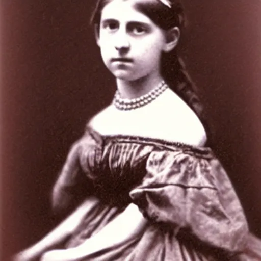 Prompt: photo of a beautiful and young princess, circa 1 8 6 1