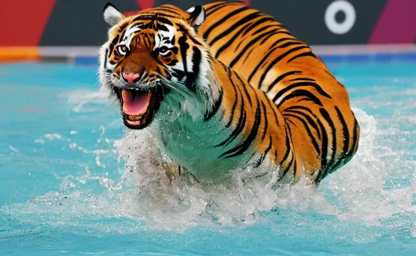 Image similar to a tiger swimming in the olympic games