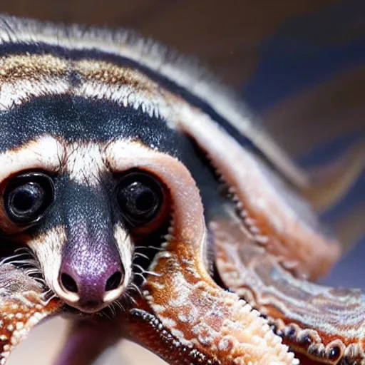 Image similar to photo of an octopus that looks like a raccoon