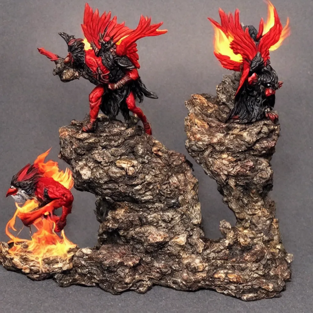 Image similar to wildfire druid d & d male black hair with red flame cardinal