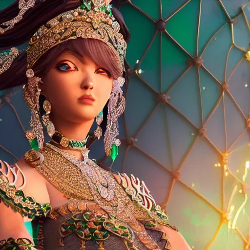 Image similar to portrait of wonderful princess of emerald with fair skin, glowing, ornate and intricate, jaw dropping, dynamic lighting, intricate and detailed, 4 k octane render