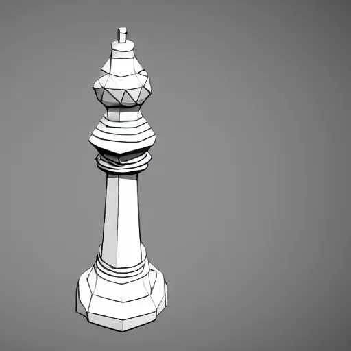 Prompt: chess piece wireframe mesh model, low poly, occult machine, empty room