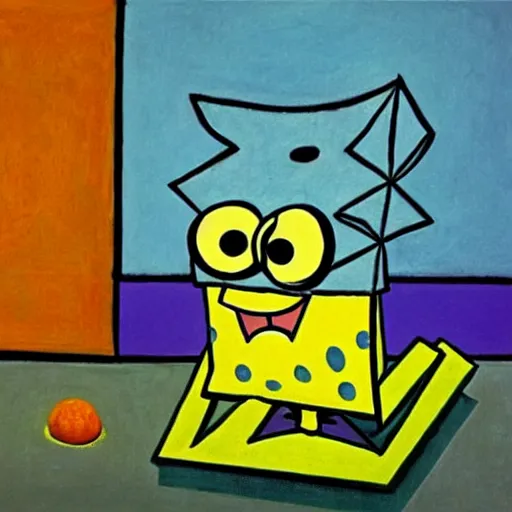 Prompt: Spongebob by Pablo Picasso