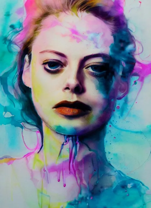 Image similar to gillian jacobs by agnes cecile pastel light colours ink drips autumn lights