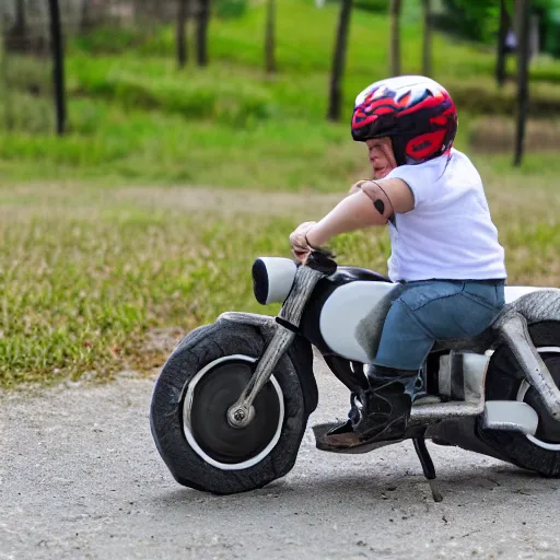 Image similar to gray and white american bully riding a motorcycle