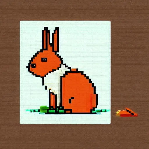 Image similar to pixel art of a cute rabbit eating a carrot