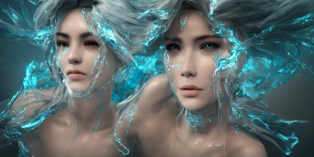 Image similar to painting of water sorceress, immaculate scale, hyper-realistic, Unreal Engine, Octane Render, digital art, trending on Artstation, 8k, detailed, atmospheric, immaculate