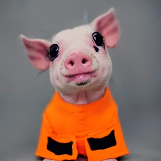 Image similar to cute mini pig using orange inmate clothes