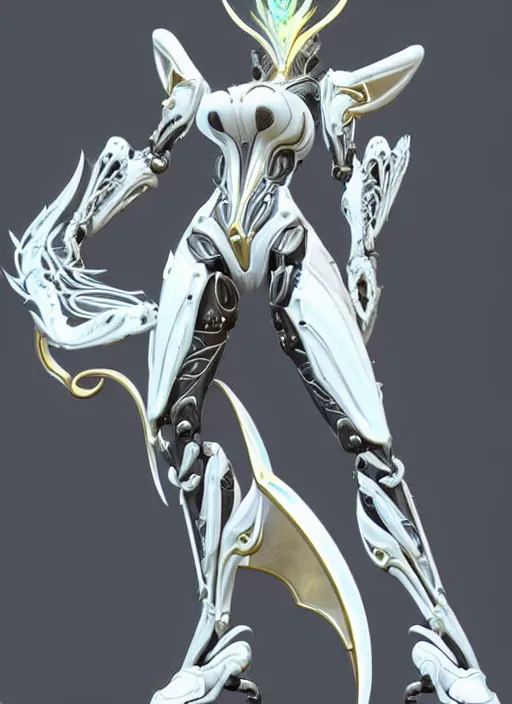 Image similar to extremely detailed goddess shot, front shot, low shot, of a beautiful saryn warframe, that's a giant beautiful stunning anthropomorphic robot female dragon with metal cat ears, posing elegantly, detailed sharp robot dragon claws, sharp clawed robot dragon paws, thick smooth warframe legs, streamlined white armor, long elegant tail, detailed warframe fanart, destiny fanart, high quality digital art, giantess art, furry art, 3D realistic, warframe art, Destiny art, furaffinity, DeviantArt, artstation, 8k HD, octane render