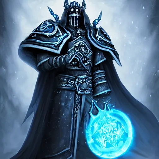 Prompt: the lich king from world of warcraft artwork by loftis cory