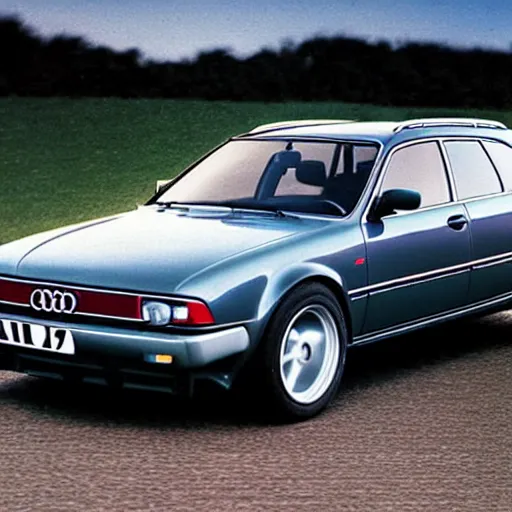 Image similar to “An Audi RS6 avant if it were made it the 1970s, 4K, ultra realistic, brochure photo”