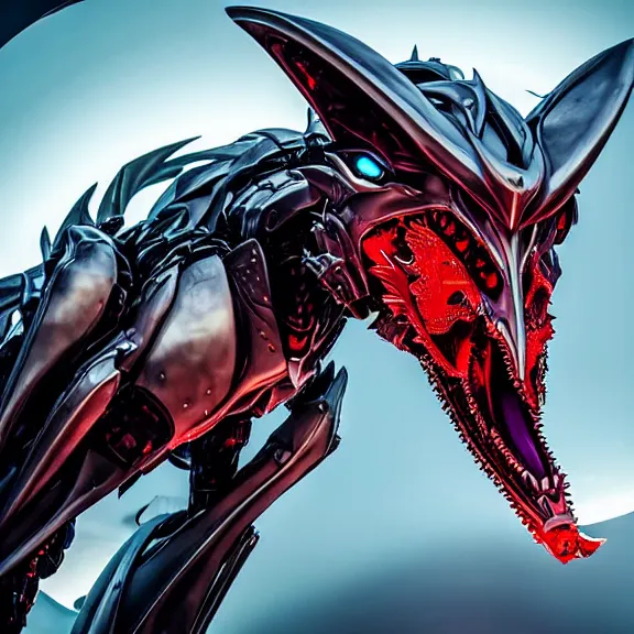 Image similar to detailed maw shot of a gigantic elegant beautiful stunning anthropomorphic hot robot mecha female dragon, swallowing a small human like it was dragon food, with sleek silver metal armor and cat ears, OLED visor over eyes, the human being consumed lays on the tongue, food pov, prey pov, micro pov, vore, digital art, mawshot, dragon vore, dragon maw, furry art, high quality, 8k 3D realistic, macro art, micro art, Furaffinity, Deviantart, Eka's Portal, G6